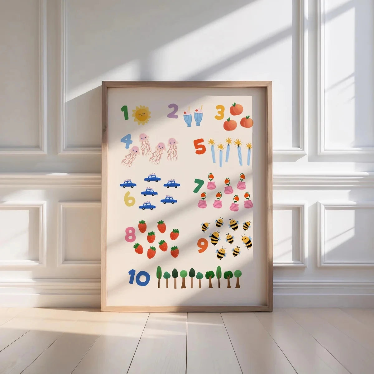 Cartoon Learn Numbers Canvas Wall Art Print – Kids Room Decor