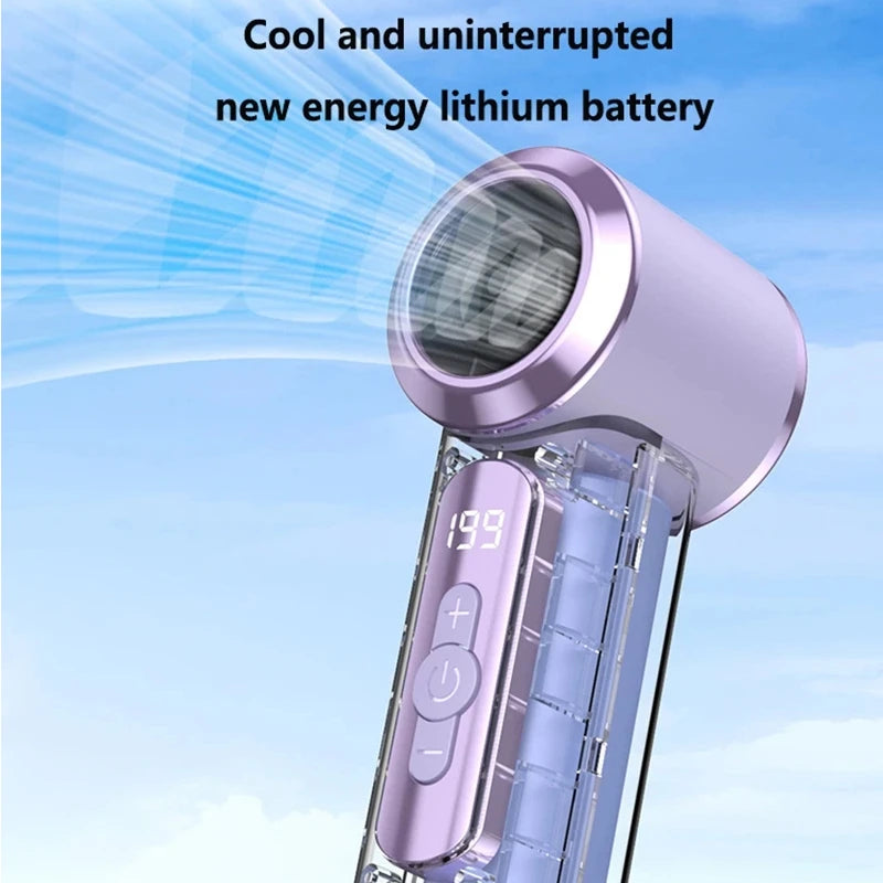 T238 Handheld High-speed Fan Usb Mini Digital Display 199 Speed Violent Turbo Pocket Small Fan Peaceful Pleasures Health and Wellness