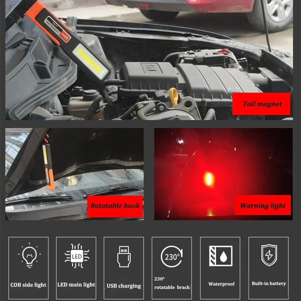 KDULIT Rechargeable COB LED Work Light – Magnet & Hook