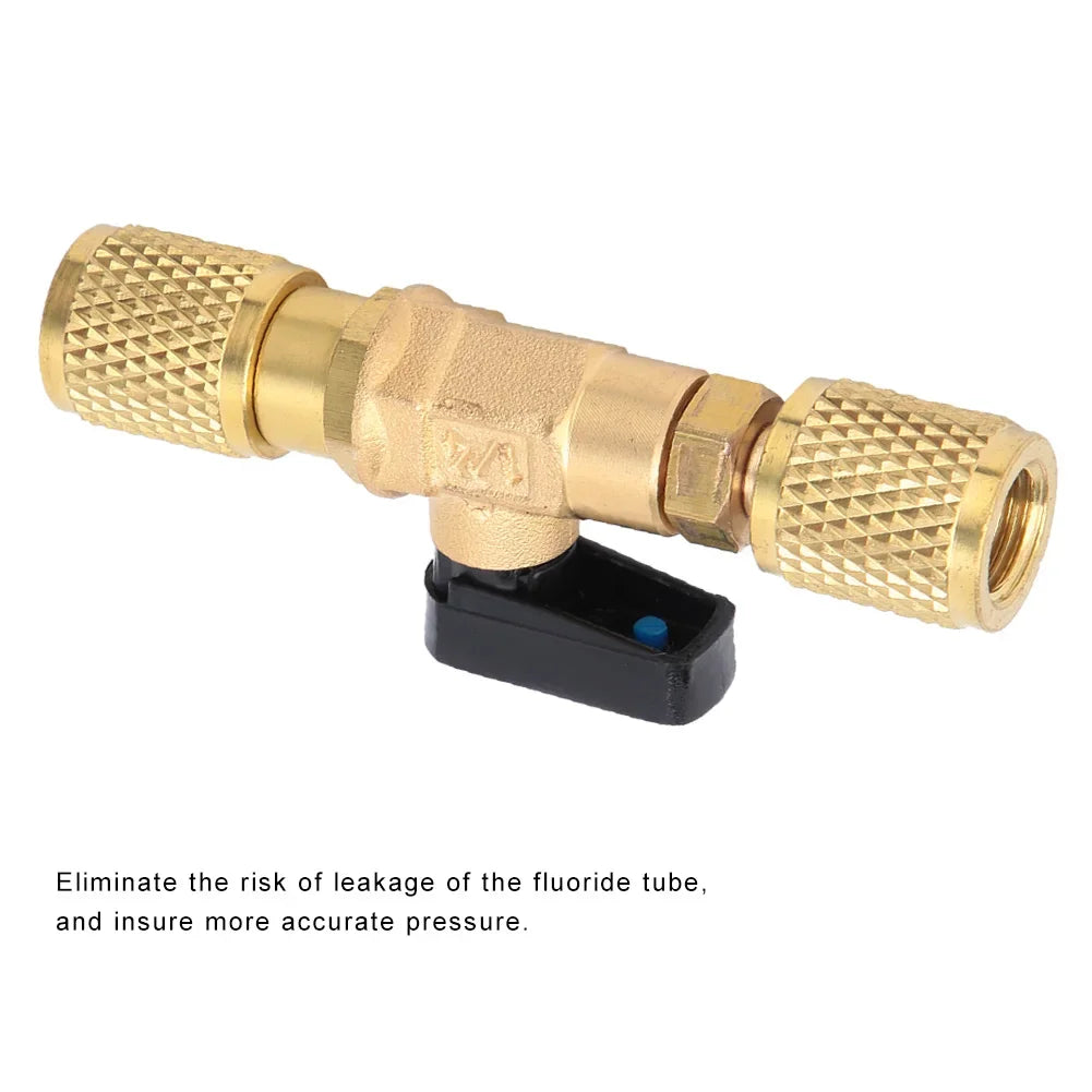 Brass Refrigeration Ball Valve Adapter Refrigerant Connector G1 4''