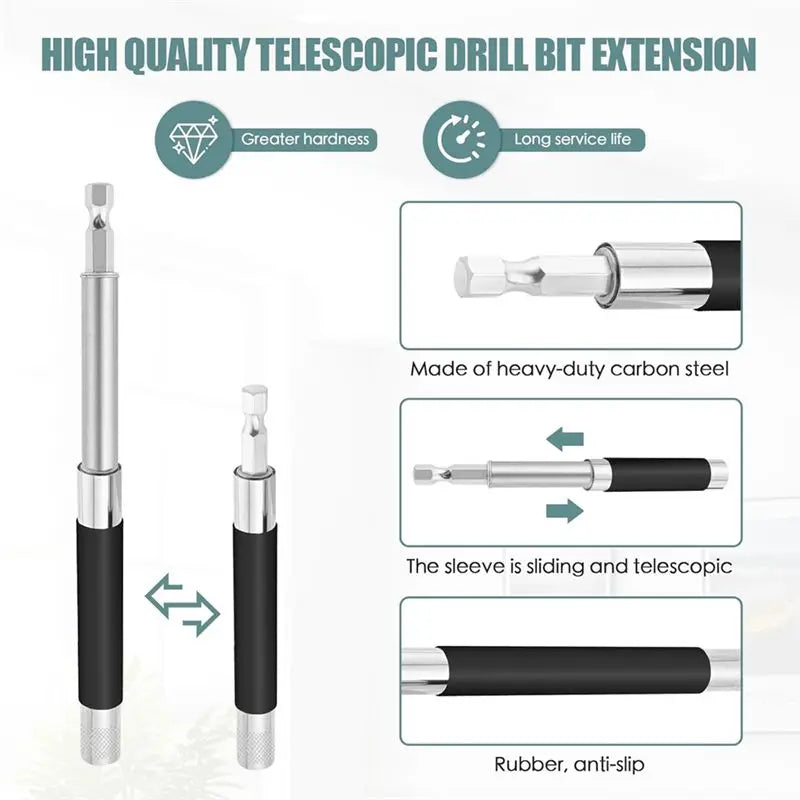 A36T-Drill Bit Holder 3.1/4.7In- Carbon Fiber Extension Set Of 5 Pcs, Magnetic 1/4In Hex Bits Included Peaceful Pleasures Health and Wellness