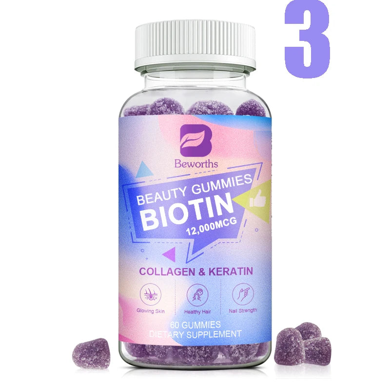 Collagen Biotin Gummies – Hair, Skin & Nail Support Peaceful Pleasures Health and Wellness 3bottles United States