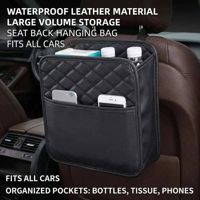 Leather Car Seat Back Organizer | Waterproof Multi-Pocket Bag Car Seat Organizer Peaceful Pleasures Health and Wellness