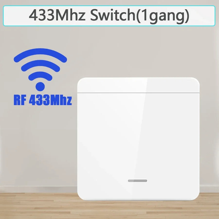 Wireless Light Switch Receiver RF 433MHz Remote Control Light 1/2/3 Gang Wall Panel Switch for LED Light Bulb Chandelier 10A Peaceful Pleasures Health and Wellness 1Gang switch