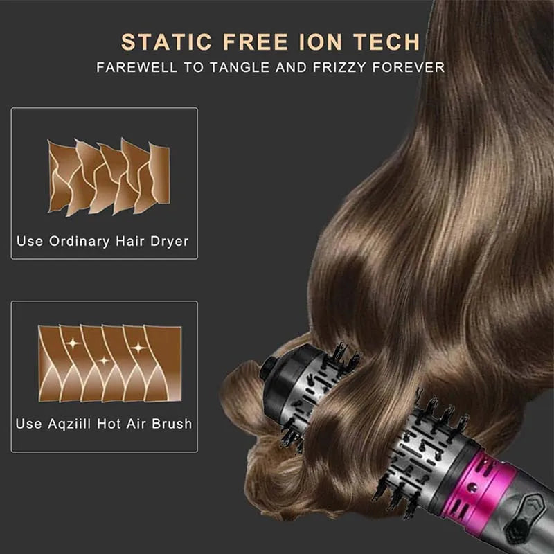 Multifunctional 3 In 1 Hot Air Brush Automatic Rotating Curler Round Rotating Rotating Hair Brush Hot Air Dryer Volumizer Styler Peaceful Pleasures Health and Wellness