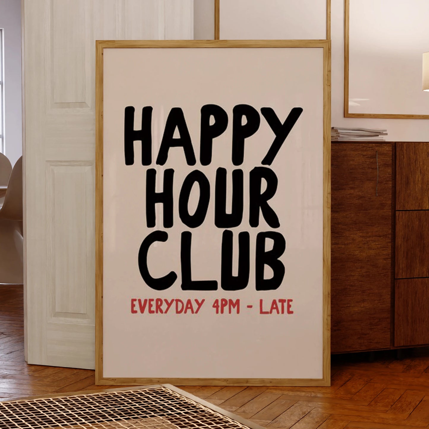 Happy Hour Club 4PM Quote Canvas Wall Art Print | Home Decor