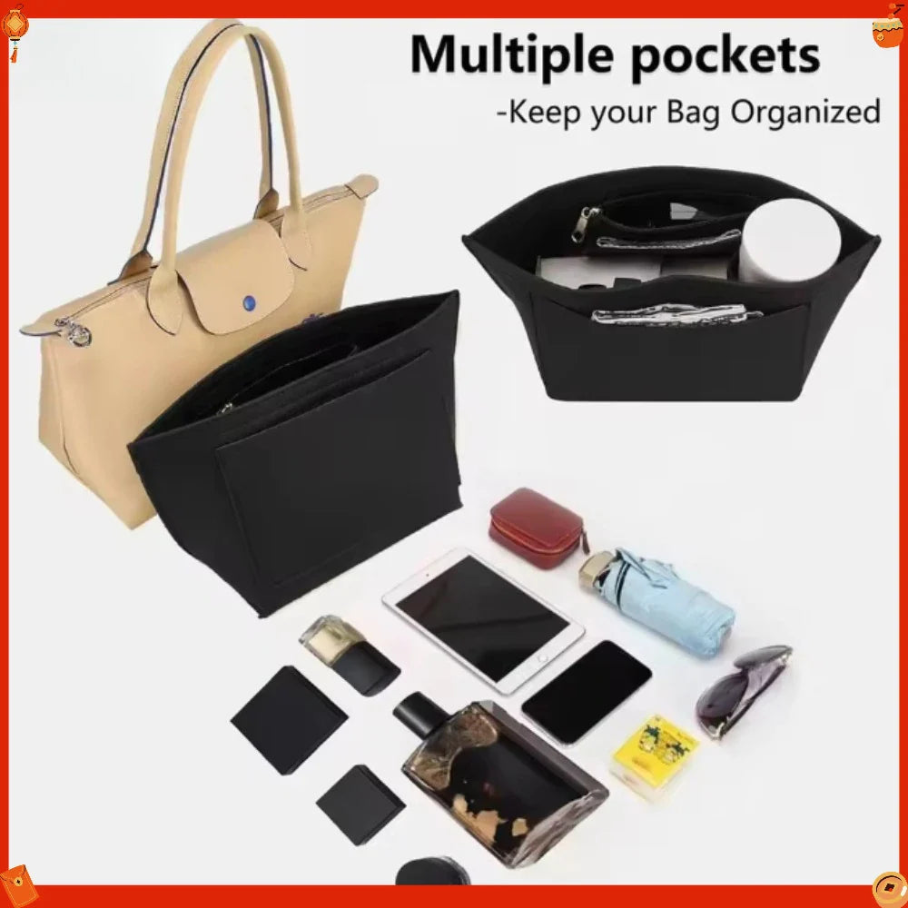Felt Handbag Organizer Insert | Multi-Pocket Purse Liner