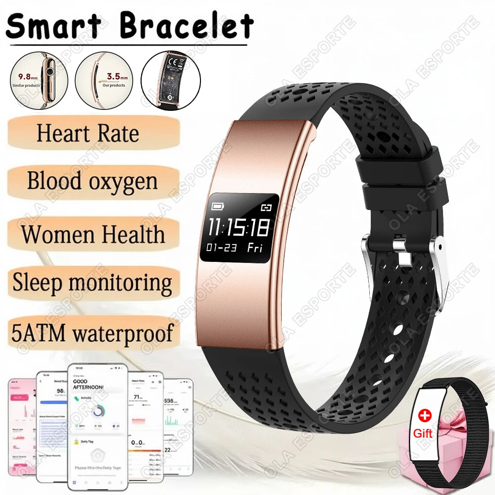 Men Women Smart Bracelet Heart Rate Sleep Monitor Health Smart Band Waterproof Sports Fitness Tracker Smartwatch For Android iOS Peaceful Pleasures Health and Wellness Gold