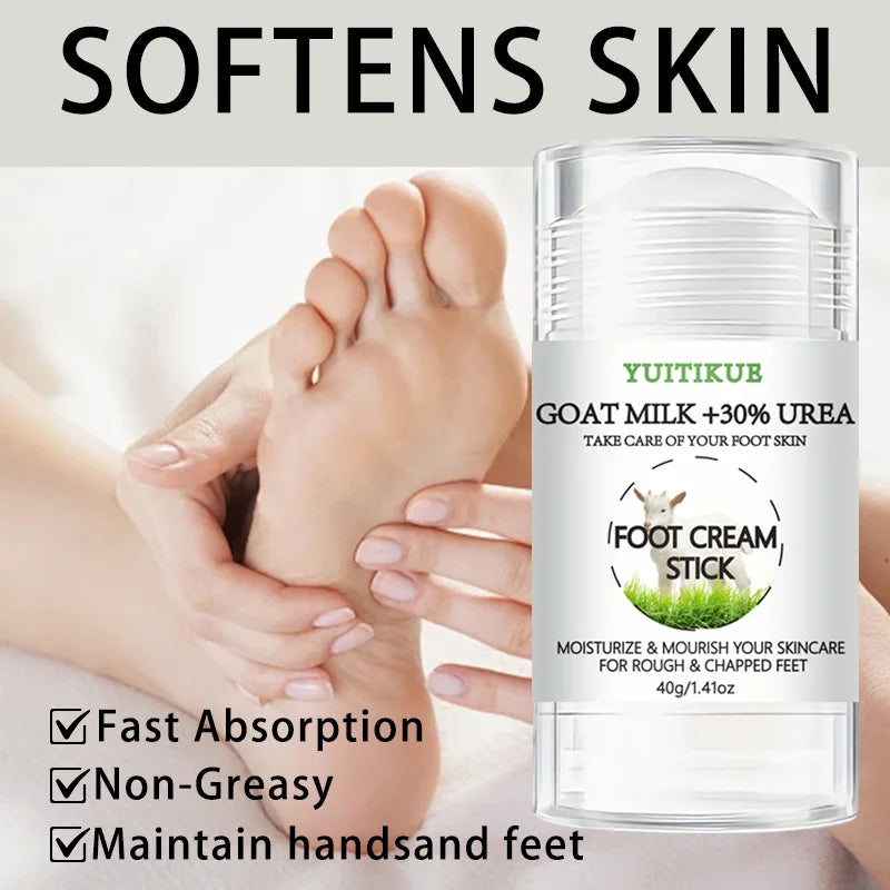 YUlTIKUE Goat Milk Foot Cream Stick 30% Urea Moisturize Rough chapped Feet Foot Care 40g Peaceful Pleasures Health and Wellness