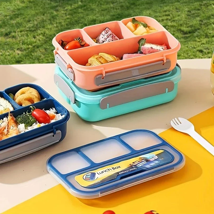 1PC Four grid plastic lunch box 1300ML,student office lunch box,Sealed Leak Proof And Easy To Clean Student Bento Box Peaceful Pleasures Health and Wellness
