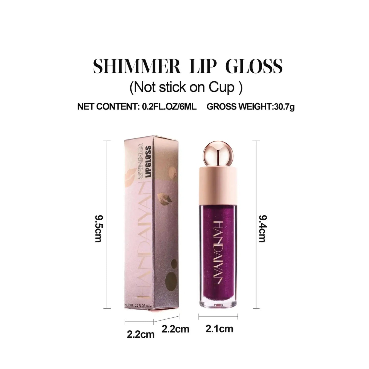 Handaiyan Shimmer Lip Gloss – Matte, Waterproof & Hydrating