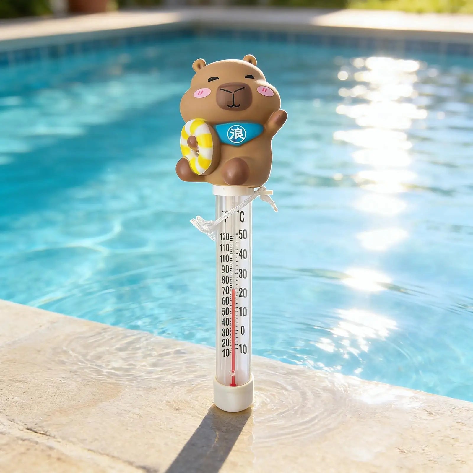 Water Gauge Easy Read Waterproof Floating Capybara Funny Swimming Pool Test Water Gauge for Indoor Outdoor Home Pool Spa Hot Tub Peaceful Pleasures Health and Wellness