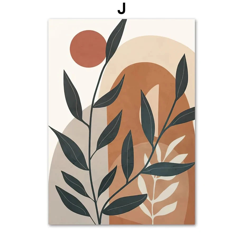 Boho Natural Leaf Flower Vase Abstract Posters Prints Canvas Painting Morandi Nordic Wall Art Pictures Living Room Home Decor Peaceful Pleasures Health and Wellness J 20x30cm Unframed