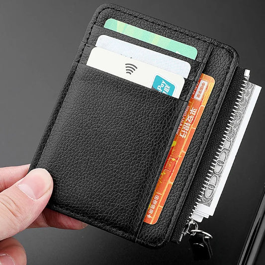 Lychee Pattern Zipper Card Holder – Slim PU Wallet Card Holder Wallet Peaceful Pleasures Health and Wellness
