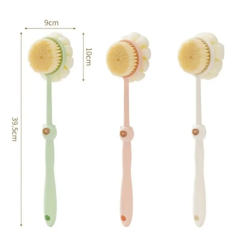 Two-Sided Silicone Body Brush | Long Handle Back Scrubber Body Bath Brush Peaceful Pleasures Health and Wellness