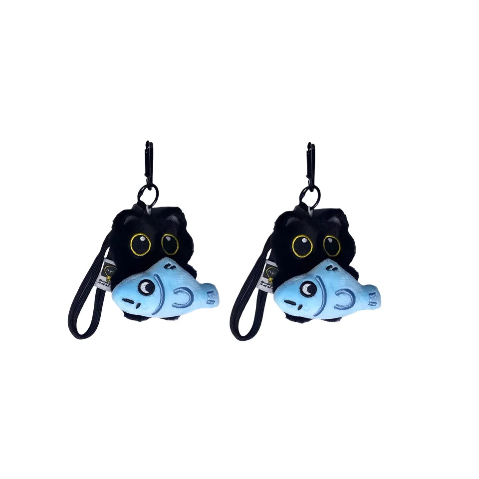 Black Cat Plush Keychain Charm | Cute Stuffed Cat Bag Pendant Plush Keychain Charm Peaceful Pleasures Health and Wellness E 2pcs