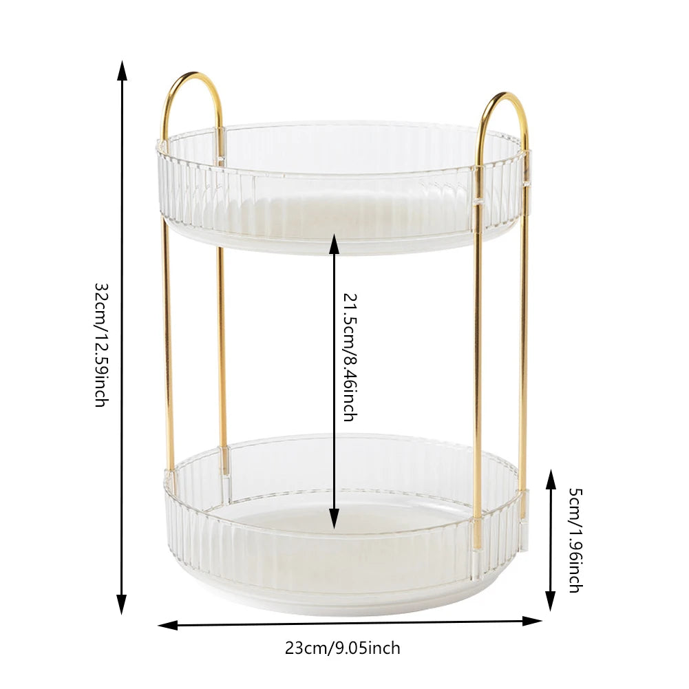 360° Rotating Makeup Organizer | Tiered Cosmetic Storage Rack