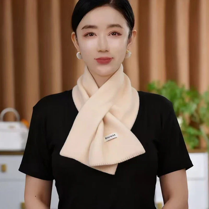 Women's Winter Knit Crossover Scarf – Warm Neck Collar
