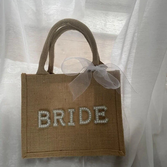 Bride Burlap Bag | Bridal Shower Bachelorette Wedding Gift Bridal Gift Bag Peaceful Pleasures Health and Wellness