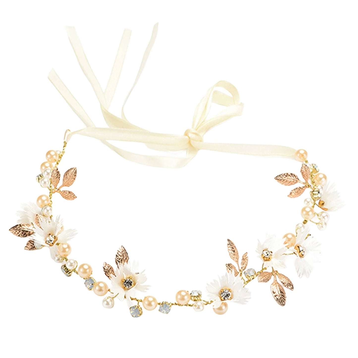 Daisy Crystal-Twist Beaded Headband White 2pcs Alloy Comfort Fit for Women Girls Peaceful Pleasures Health and Wellness 2pcs