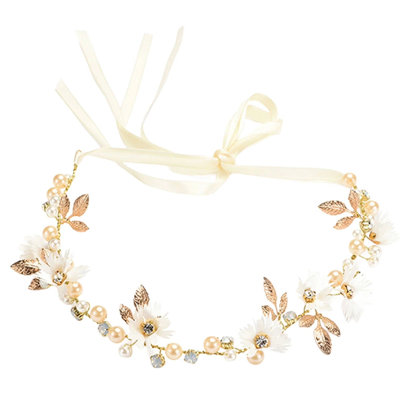 Daisy Crystal-Twist Beaded Headband White 2pcs Alloy Comfort Fit for Women Girls Peaceful Pleasures Health and Wellness 2pcs