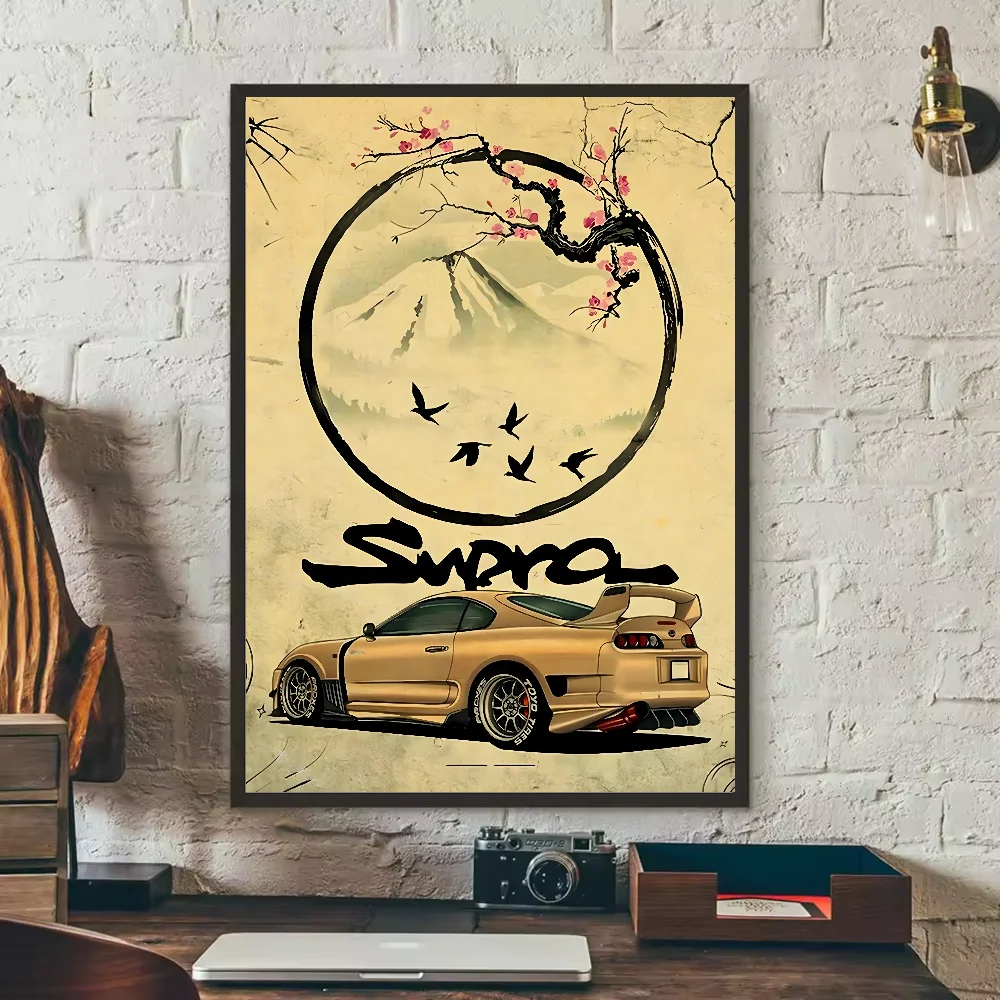 Japanese Cars Samurai Poster | HD Waterproof PVC Wall Art Wall Art Poster Peaceful Pleasures Health and Wellness z11 21X30cmNoframe
