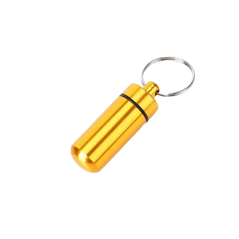 Portable Mini Waterproof Aluminum Pill Box Cases Container Organizer Storage Tablets Bottle Medicine Vitamin Pillboxes Fish Oils Peaceful Pleasures Health and Wellness Gold