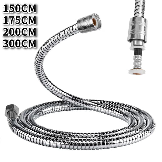 Stainless Steel Shower Hose Shower Pipe Copper Connectors High Pressure Resistance Anti-Explosion Anti-Kink Replacement Hose Peaceful Pleasures Health and Wellness 150CM