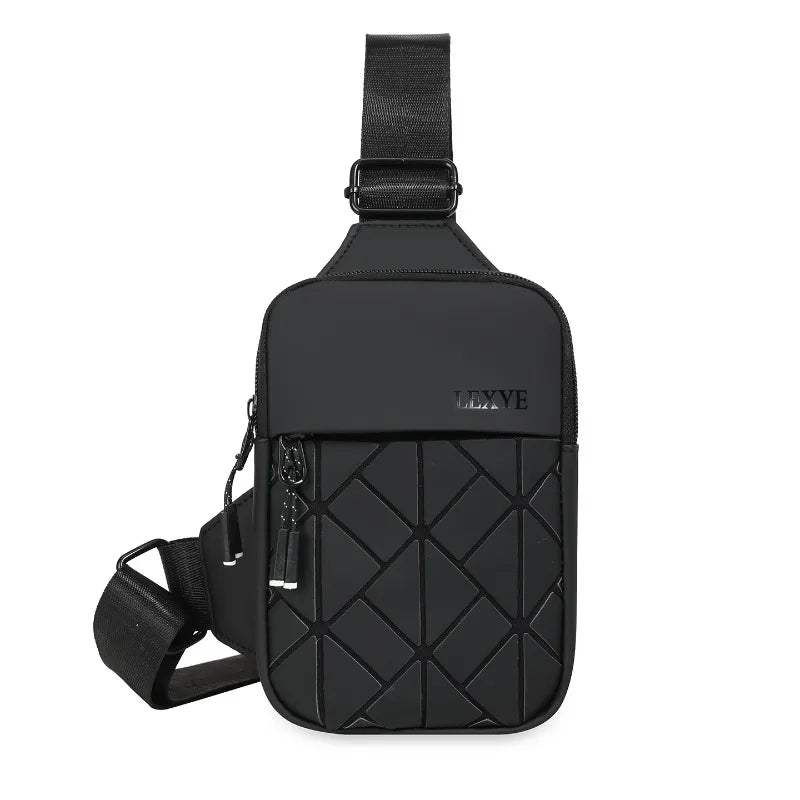 Rhombus Grid Crossbody Bag | PU Leather Shoulder & Chest Bag