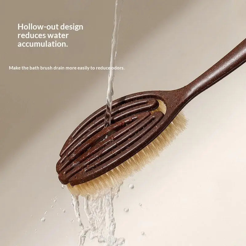 Natural Boar Bristle & Coconut Fiber Long Handle Bath Brush Body Exfoliating Brush Peaceful Pleasures Health and Wellness