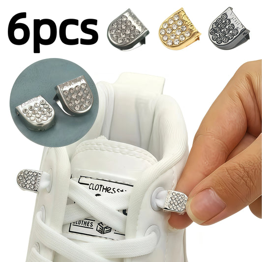Rhinestone-embedded Lazy Lacing Shoe Buckle Tie-free Fixed Strap Peaceful Pleasures Health and Wellness