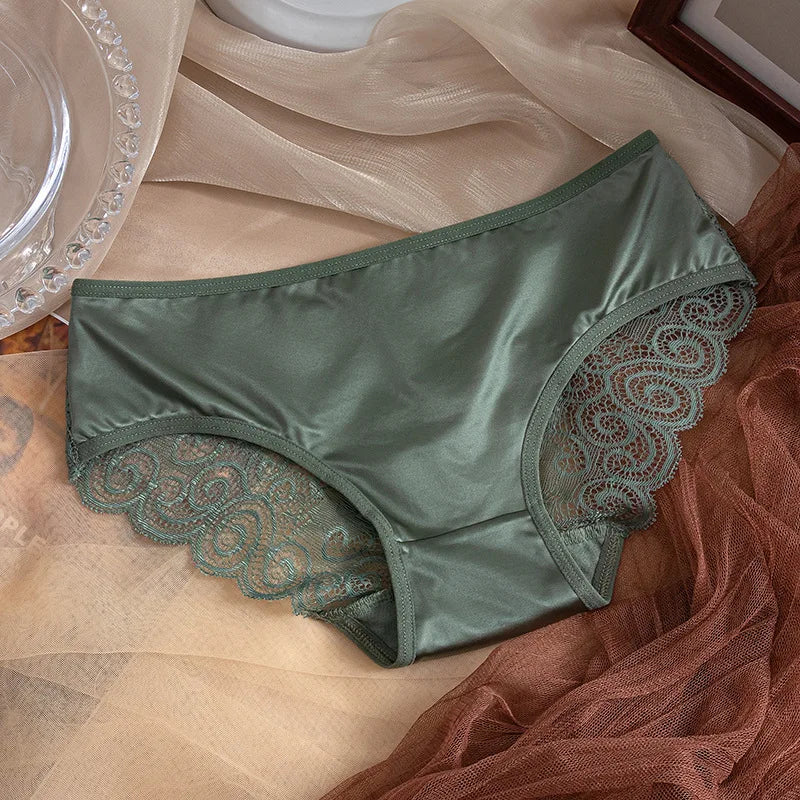 Ice Silk Satin Women's Panties | Cotton Antibacterial Crotch