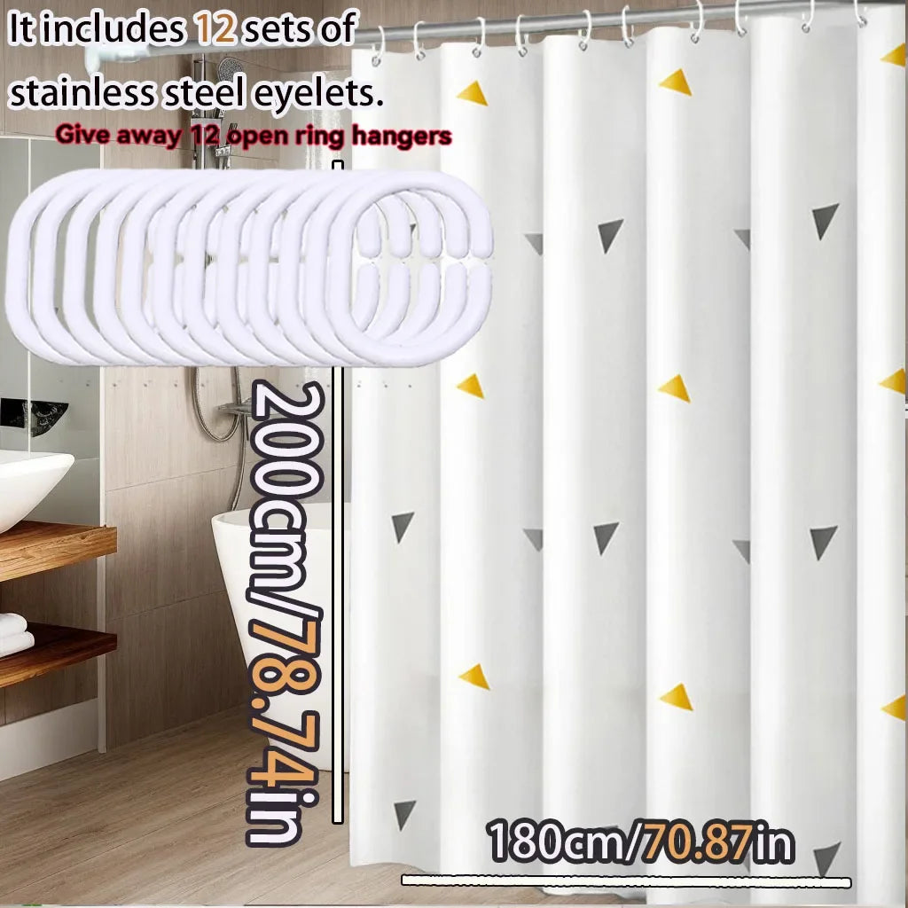 Yellow Geometric PEVA Waterproof Shower Curtain | Modern