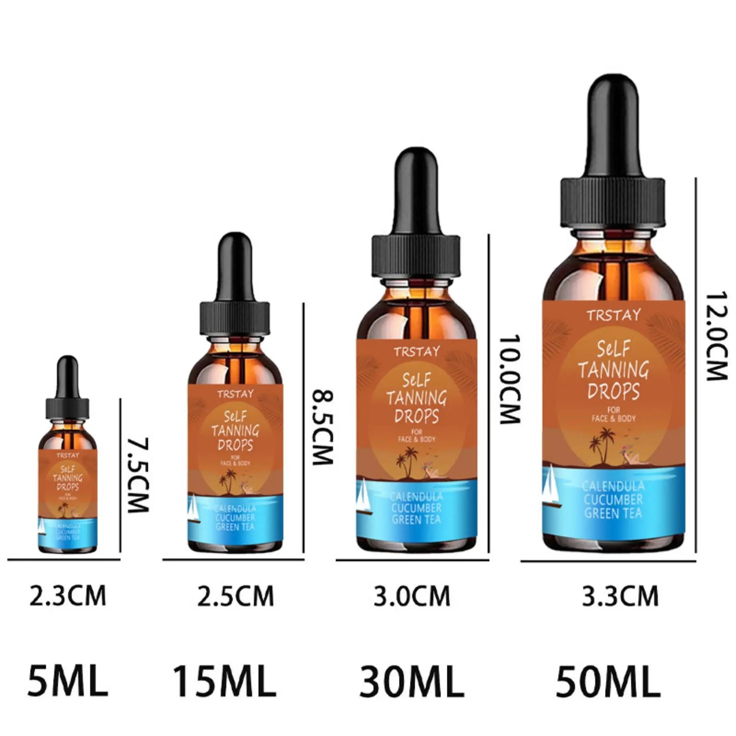 TRSTAY Self-Tanning Drops – Cucumber, Green Tea & Calendula