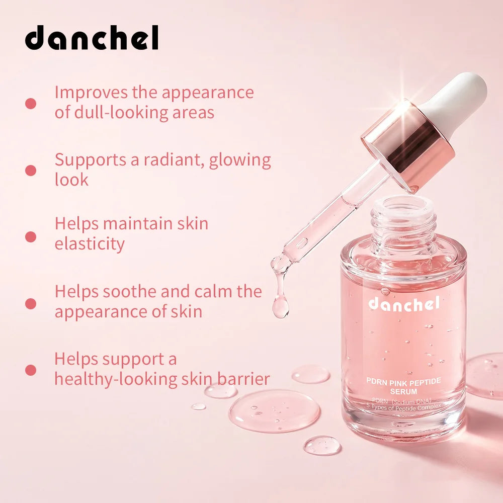 PDRN Pink Peptide Serum Improve Dullness Enhance Elasticity Long-Lasting Hydration Natural Formula Dropper Design Skincare Serum Peaceful Pleasures Health and Wellness