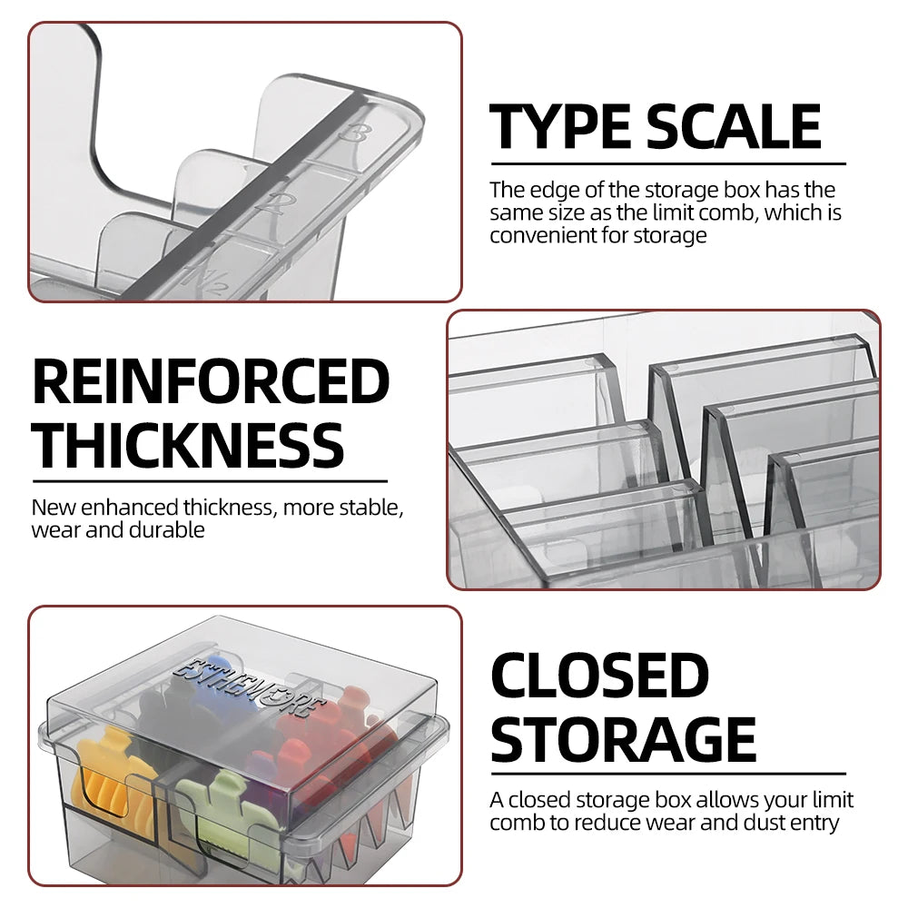 8 Grids Desktop Limit Comb Storage Box Comb Storage Case Clipper Comb Holder Hair Clipper Rack for Hair Salon Tool Transparent Peaceful Pleasures Health and Wellness