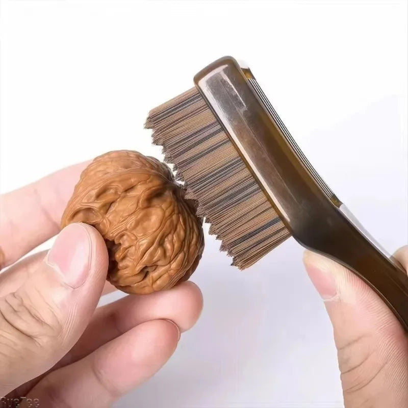 Checkerboard 10000 Bristle Antique Polishing Brush Walnut Olive Pit Deep Cleaning Brightening Polishing Handheld Tool for Home Peaceful Pleasures Health and Wellness