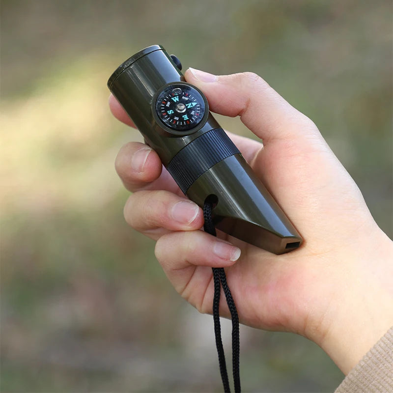 7-in-1 Survival Whistle with Compass | Outdoor Emergency Tool