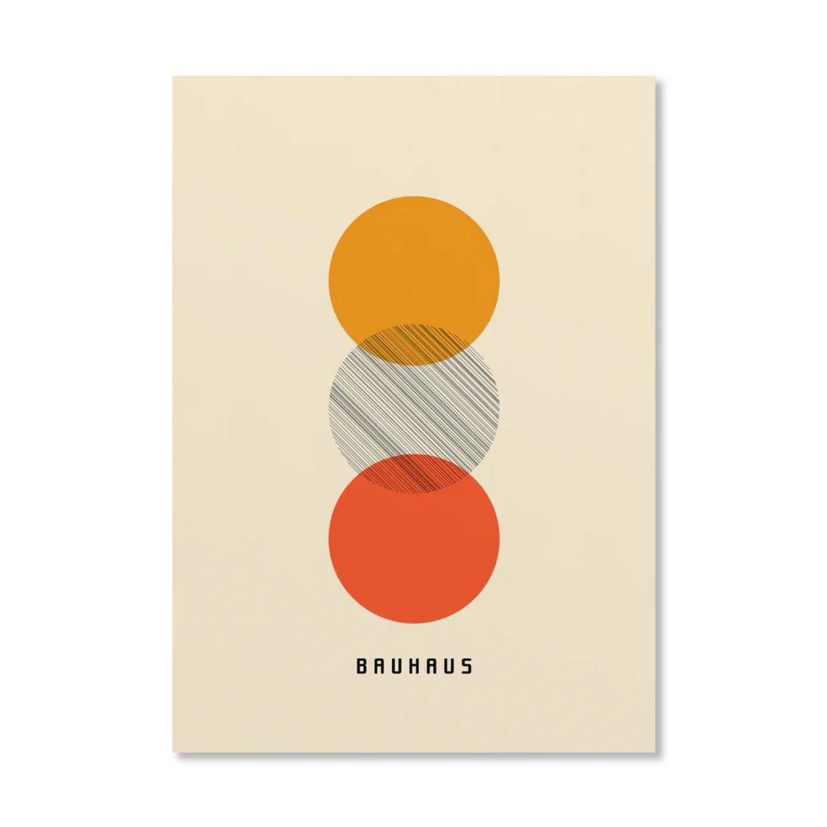 Abstract Orange Bauhaus Geometric Canvas Wall Art | Bicycle Print