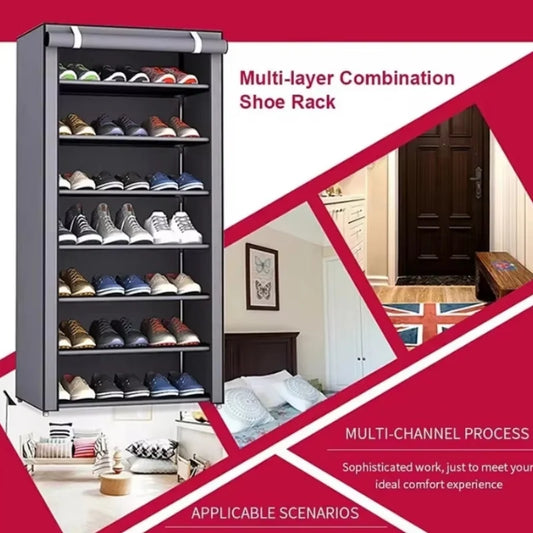 6/8/10 Layers Shoe Rack Organizer Dustproof Shoe Cabinet Multilayer Nonwoven Home Furniture Space-saving Cabinets Shoes Shelf Peaceful Pleasures Health and Wellness