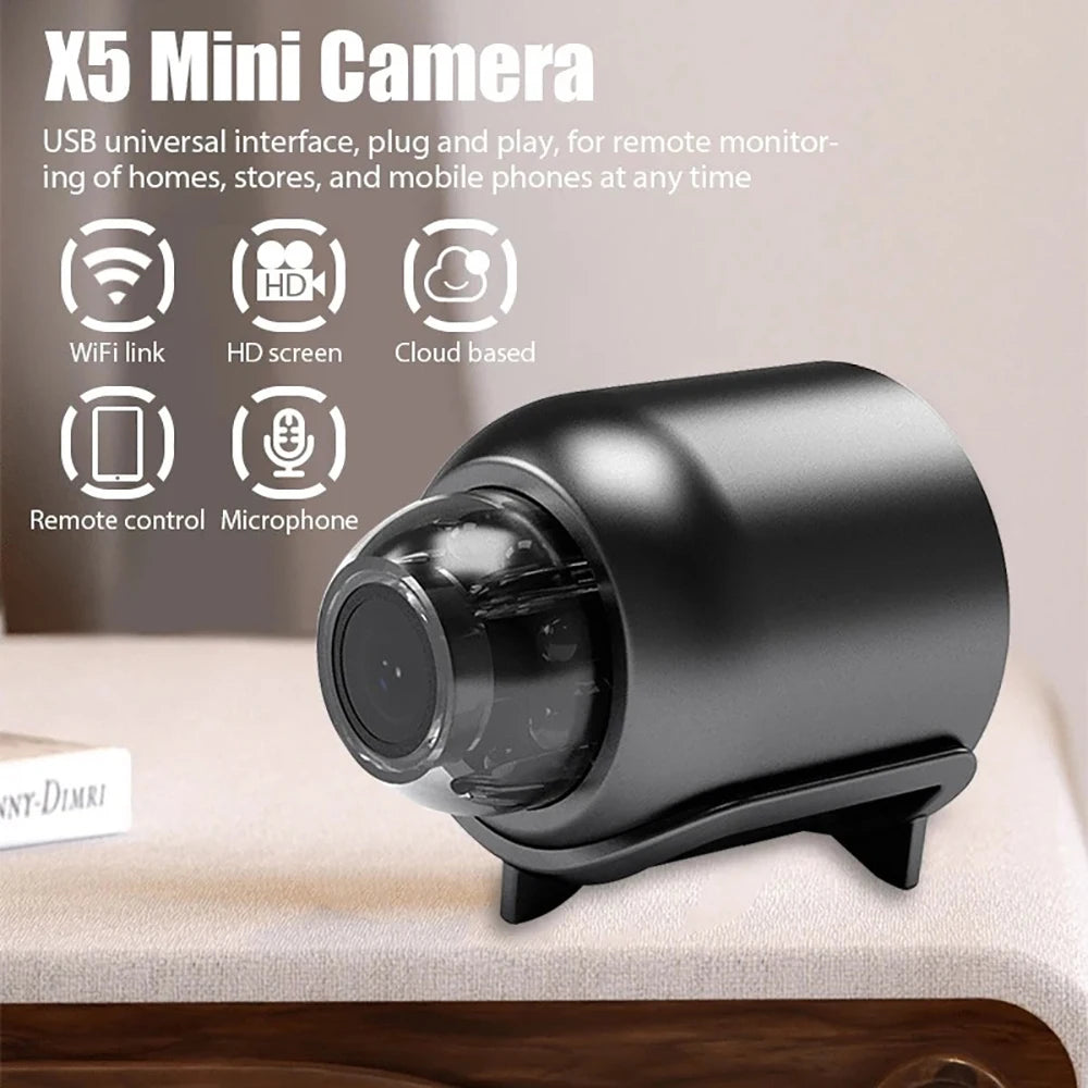 Wireless X5 Mini WiFi Camera 1080P HD Night Vision Remote APP View Wide Angle Audio Cam Home Office Car Baby Pet Security Camera Peaceful Pleasures Health and Wellness