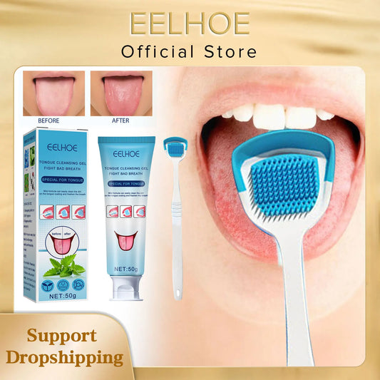 EELHOE Tongue Cleaning Gel & Brush Kit | Fresh Breath Oral Care Tongue Cleaning Kit Peaceful Pleasures Health and Wellness