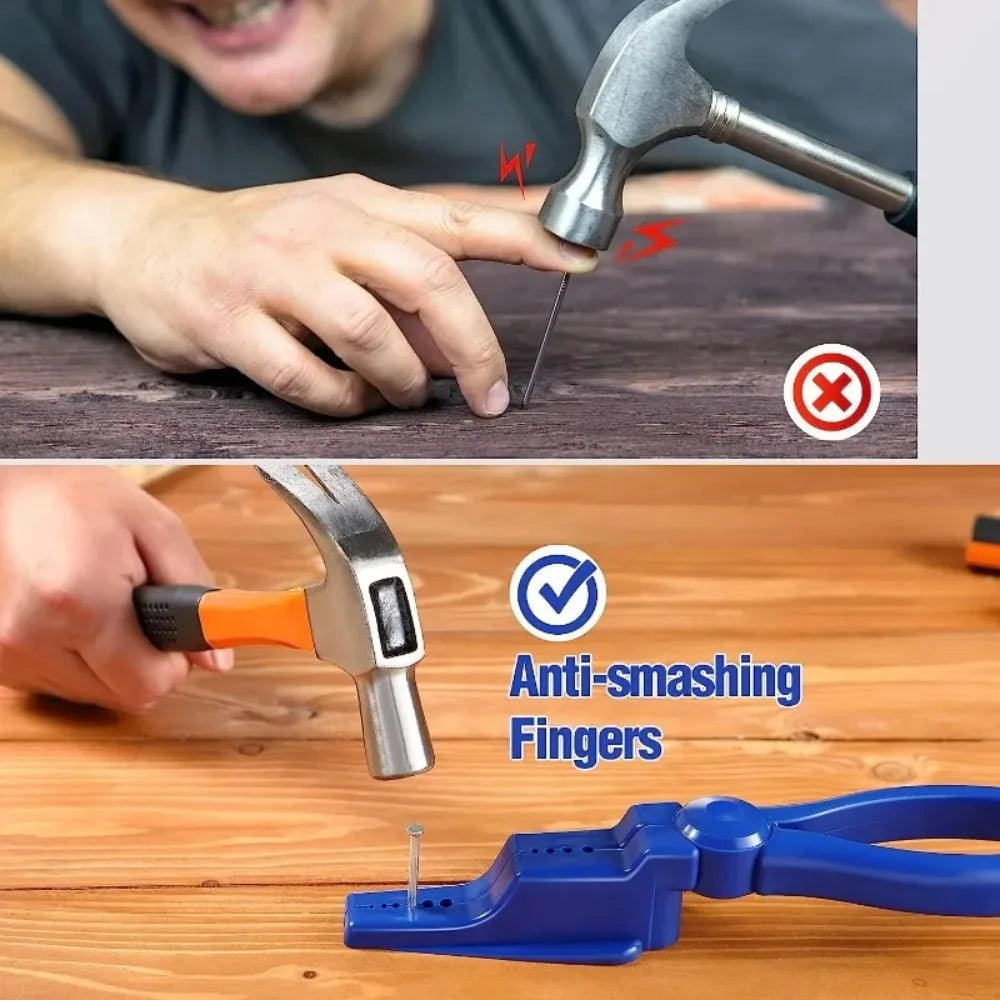 Pointed Nose Nail Pliers Cement Steel Nails Pointed Nose Pliers Safety Hand Guard Nail Hammering Assistant Nail Fixing Tool Peaceful Pleasures Health and Wellness