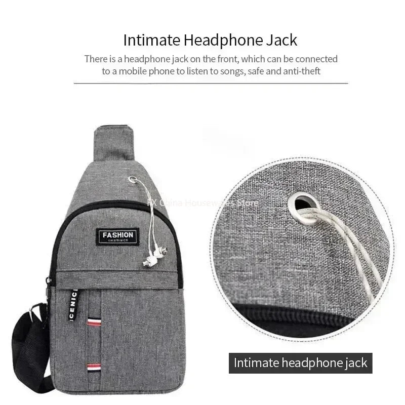 Men's Waterproof Chest Bag, Adjustable Shoulder Strap, Large Capacity, Outdoor Sports, Casual Fashion，water-resistant Fabric Peaceful Pleasures Health and Wellness