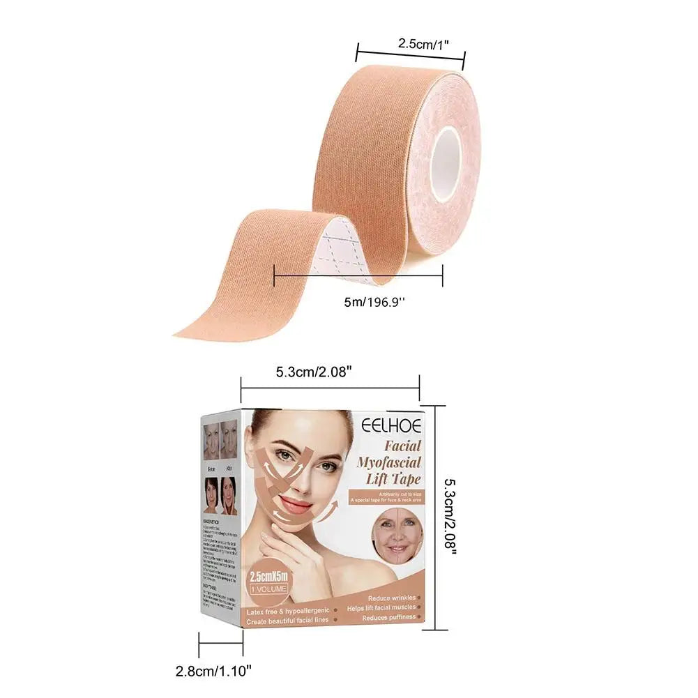 2.5CM*5M Kinesiology Tape For Face V Line Neck Eyes Lifting Wrinkle Remover Sticker Tape Facial Skin Care Tool Elastic Bandage Peaceful Pleasures Health and Wellness