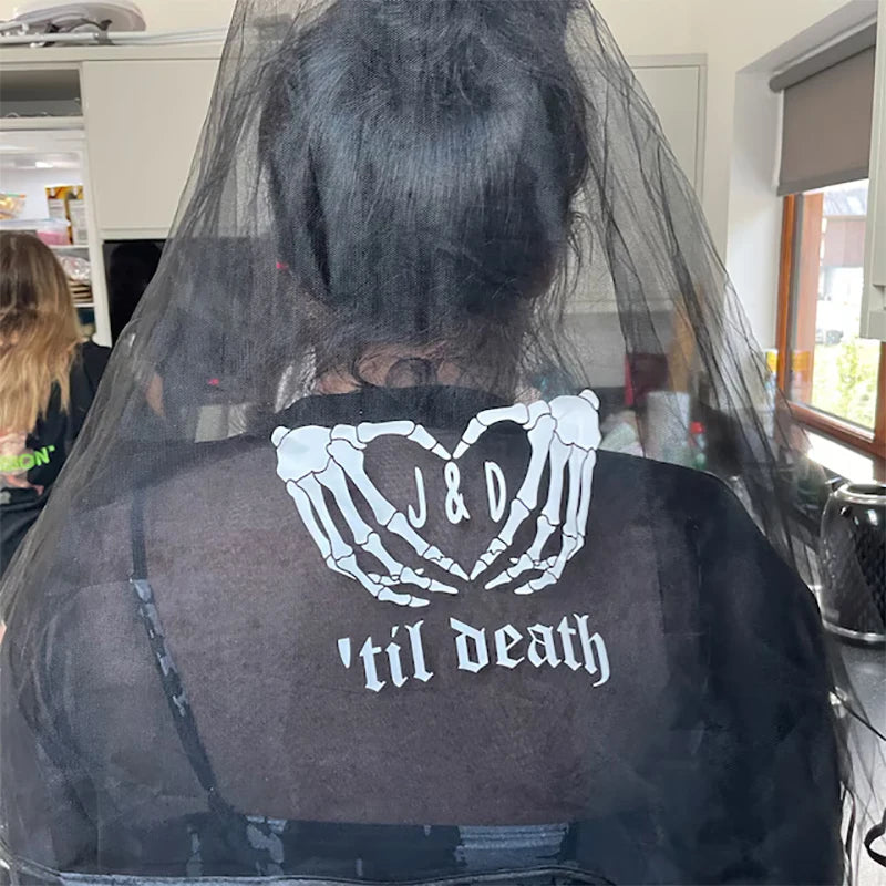 Personalised Gothic 'Til Death Hen Party Veil | Goth Bridal Gift Personalised Bridal Veil Peaceful Pleasures Health and Wellness