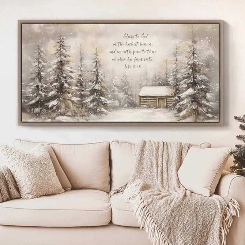 Christmas Bible Verse Wall Art Prints, Luke Christian Scripture Quote Winter Wonderland Artwork Horizontal Large Poster Peaceful Pleasures Health and Wellness ZLH7164 100x200cm No Frame