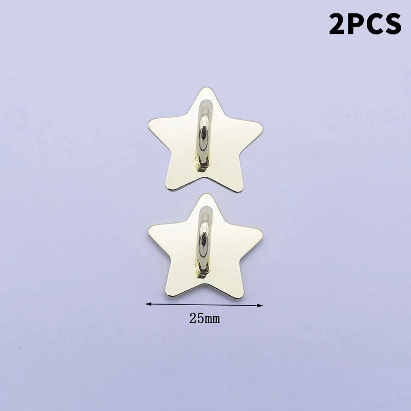 Metal Star Moon Bow Phone Charm Holder & Finger Ring Stand 2/4pc