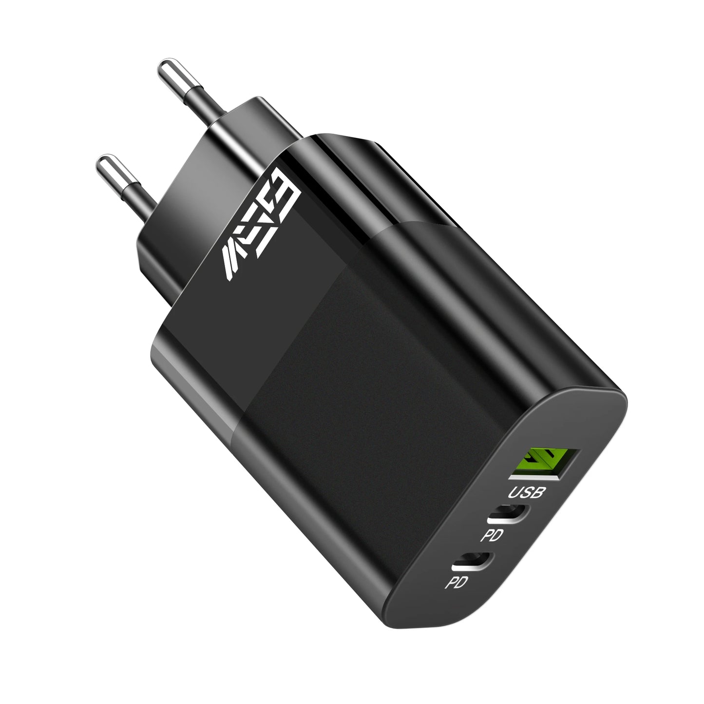 65W PD Fast Charger 3-Port USB-A Dual USB-C Wall Adapter Peaceful Pleasures Health and Wellness EU Black