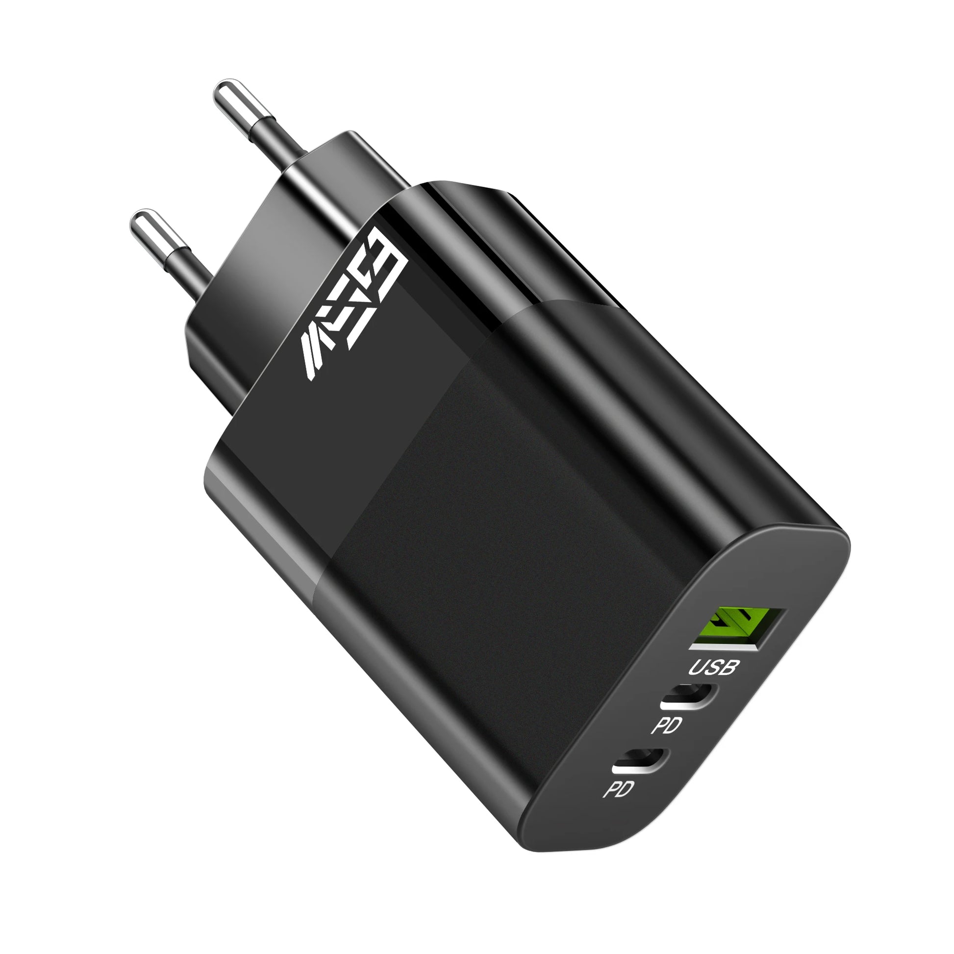 65W PD Fast Charger 3-Port USB-A Dual USB-C Wall Adapter Peaceful Pleasures Health and Wellness EU Black